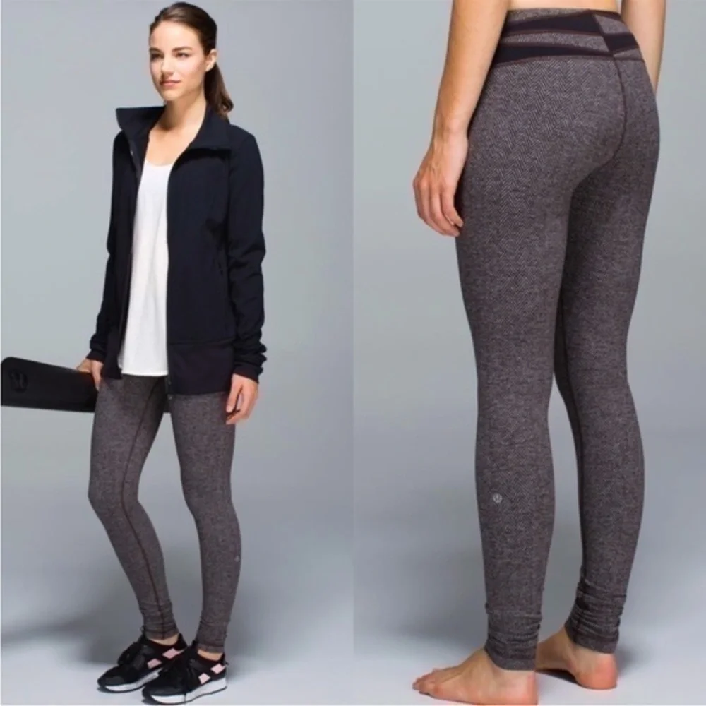 Lululemon Wunder Under Pant Giant Herringbone Black Heathered Black / Brown